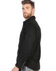 El General Men's Long Sleeve Western Shirt — Black/Black Embroidery