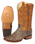 El General Men’s Leather Cowboy Boot - Made in Mexico - Alligator Crocodile Print Tobacco 45663