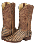 El General Men’s Leather Cowboy Boots - Caiman Belly Print - Tobacco 45664