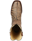 El General Men’s Leather Cowboy Boots - Caiman Belly Print - Tobacco 45664
