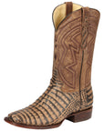 El General Men’s Leather Cowboy Boots - Caiman Belly Print - Tobacco 45664