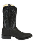 El General Men's Western Boots — Imitation Bull Neck in Black