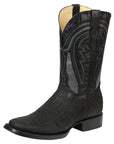 El General Men's Western Boots — Imitation Bull Neck in Black