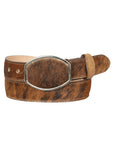 El General Men's Western Belt — Cowhide Hair Print in Honey