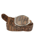 El General Men's Western Belt — Macro Coco Print in Tobacco