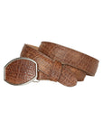 El General Men's Western Belt — Elephant Print in Tobacco