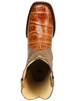 El General Men’s Leather Cowboy Boots - Made in Mexico - Embossed Alligator Crocodile Print - Honey 45764
