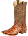 El General Men’s Leather Cowboy Boots - Made in Mexico - Embossed Alligator Crocodile Print - Honey 45764