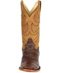El General Men’s Leather Cowboy Boots - Made in Mexico - Embossed Alligator Crocodile Print - Brown 45765
