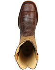 El General Men’s Leather Cowboy Boots - Made in Mexico - Embossed Alligator Crocodile Print - Brown 45765