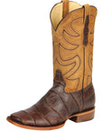 El General Men’s Leather Cowboy Boots - Made in Mexico - Embossed Alligator Crocodile Print - Brown 45765