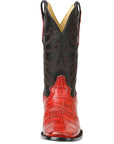 El General Men’s Leather Cowboy Boots - Made in Mexico - Embossed Alligator Crocodile Print - Red 45766