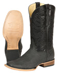 El General Men’s Leather Cowboy Boots - Made in Mexico - Embossed Elephant Print - Black/Gray 45768