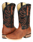El General Men’s Leather Cowboy Boots - Made in Mexico - Embossed Elephant Print - Cognac 45769