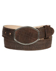 El General Men's Western Belt — Elephant Print in Cognac