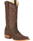 El General Women's Leather Cowboy Boots - Made in Mexico - Nubuck Camel Brown 45778