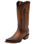 El General Women's Leather Traditional Cowgirl Boot - Made in Mexico - Honey Brown 45780