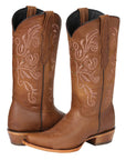 El General Women's Leather Cowboy Boots - Made in Mexico - Honey Brown 45781