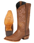 El General Women's Leather Cowboy Boots - Made in Mexico - Honey Brown 45781