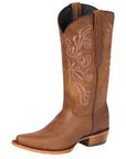 El General Women's Leather Cowboy Boots - Made in Mexico - Honey Brown 45781