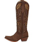 Women's Embroidered Western Nubuck Boots in Brown