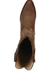 Women's Embroidered Western Nubuck Boots in Brown