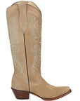 Women's Western Suede Boots With Rhinestone Embellishments 18 Inch Shaft Cuban Heel