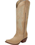 Women's Western Suede Boots With Rhinestone Embellishments 18 Inch Shaft Cuban Heel