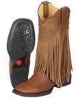 El General Women’s Fringe Western Boots - Honey 45799