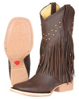 El General Women’s Fringe Western Boots - Brown 45800