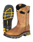 El General Men's Leather Work Boots - Made In Mexico - Embossed Elephant Print - Honey 45807