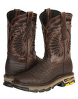El General Men's Leather Work Boots - Made In Mexico - Embossed Caiman Print - Choco 45809