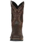 El General Men's Leather Work Boots - Made In Mexico - Embossed Caiman Print - Choco 45809