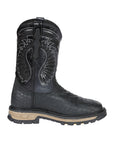 El General Men's Leather Work Boots - Made In Mexico - Embossed Caiman Print - Black 45810