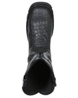 El General Men's Leather Work Boots - Made In Mexico - Embossed Caiman Print - Black 45810