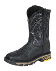 El General Men's Leather Work Boots - Made In Mexico - Embossed Caiman Print - Black 45810