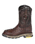 El General Men's Leather Work Boots - Made In Mexico - Embossed Caiman Print - Brown 45813