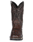 El General Men's Leather Work Boots - Made In Mexico - Embossed Caiman Print - Brown 45813
