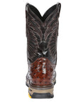 El General Men's Leather Work Boots - Made In Mexico - Embossed Ostrich Print - Brown 45814