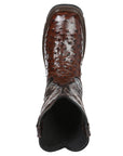 El General Men's Leather Work Boots - Made In Mexico - Embossed Ostrich Print - Brown 45814
