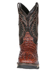 El General Men's Leather Work Boots - Made In Mexico - Embossed Caiman Print - Cognac 45815