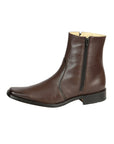 El Besserro Men's Premium Goat Leather Ankle Boot with Zipper - Made in Mexico - Brown 45828