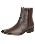 El Besserro Men's Premium Goat Leather Ankle Boot with Zipper - Made in Mexico - Brown 45828