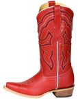 Women's El General Cowboy Boot Crack Leather- Red 45937