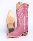 El General Women's Snip Toe Leather Cowboy Boot - Made in Mexico - Pink 45938