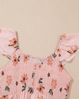 Floral V-Neck Smocked Ruffle Hem Maxi Dress