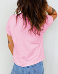Leopard Bow Embroidered Short Sleeve T-Shirt