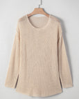 Solid Crochet Hollow-Out Sweater