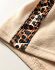 Leopard Trim Half-Zip Top and Shorts Set
