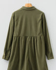 Solid Corduroy Half-Button Collared Mini Dress